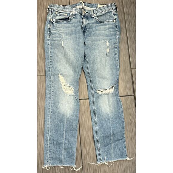Rag & Bone Women’s Dre Low-Rise Slim Boyfriend Jeans Measures 30x25 Distressed - Picture 1 of 10